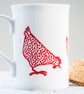 Fine Bone China Mug with chickens or hens inspired by Indian woodblock prints. - Image 4