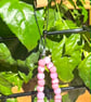 Handmade Pink Beaded Phone Charm with Heart Beads