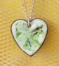 pendant - heart: scrolled brown and green on white - Image 5