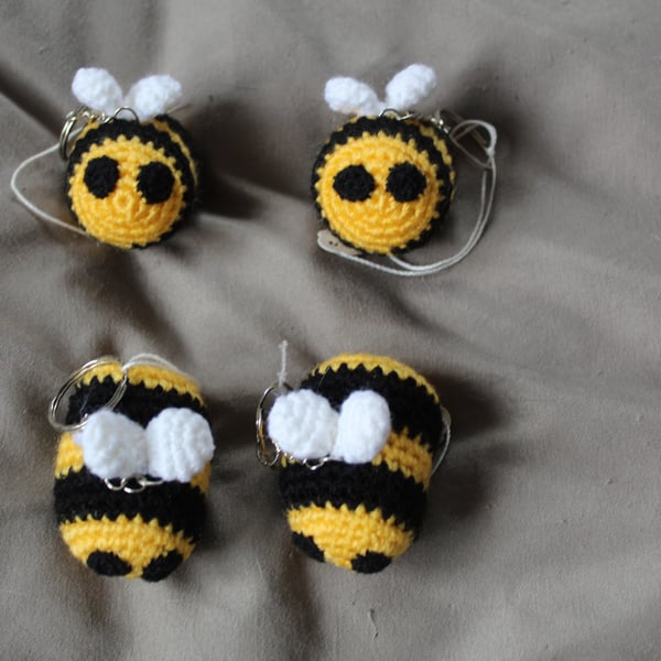 Crochet bee key rings