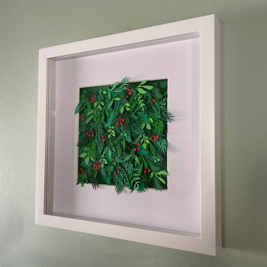 Framed Botanical Wall Art "Winter" - Everlasting Plant Leaf - Unique Paper Art