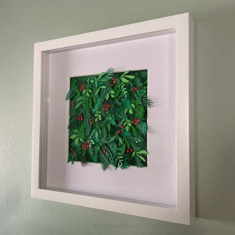 Framed Botanical Wall Art "Winter" - Everlasting Plant Leaf - Unique Paper Art
