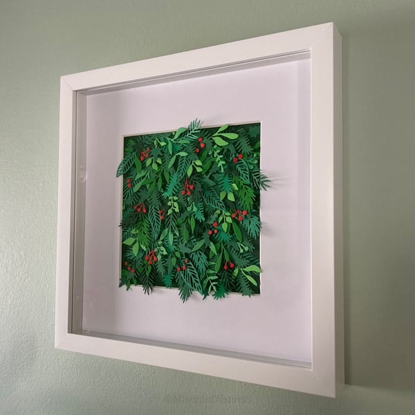 Framed Botanical Wall Art "Winter" - Everlasting Plant Leaf - Unique Paper Art