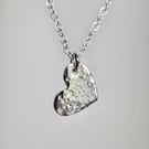 Hammered Heart Sterling Silver Pendant Necklace