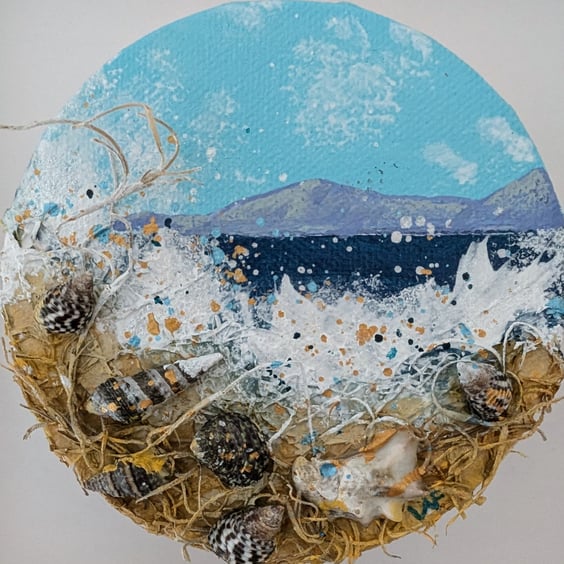 The Splash Original Mixed Media Small Painting Framed