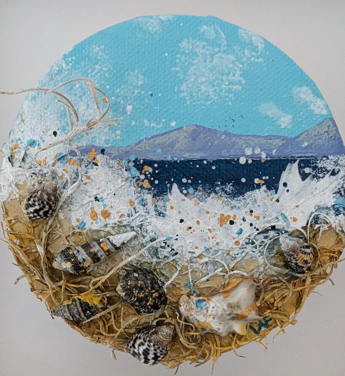 The Splash Original Mixed Media Small Painting Framed