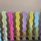 Customised Wavy and Zig zag Soy Wax Candle with Your Name: Eco-Friendly Home Dec