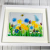 “Spring” daffodils meadows fused glass art 