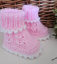 Designer Baby Girls Hand Knitted Jacket, Booties & Hat Set 0-3 Months Size - Image 9