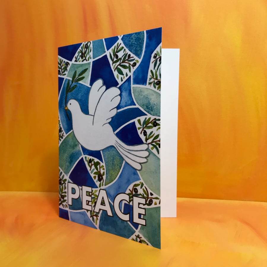 Pack of 4 A5 Peace Dove Seasonal or Christmas Greetings Card-blank inside