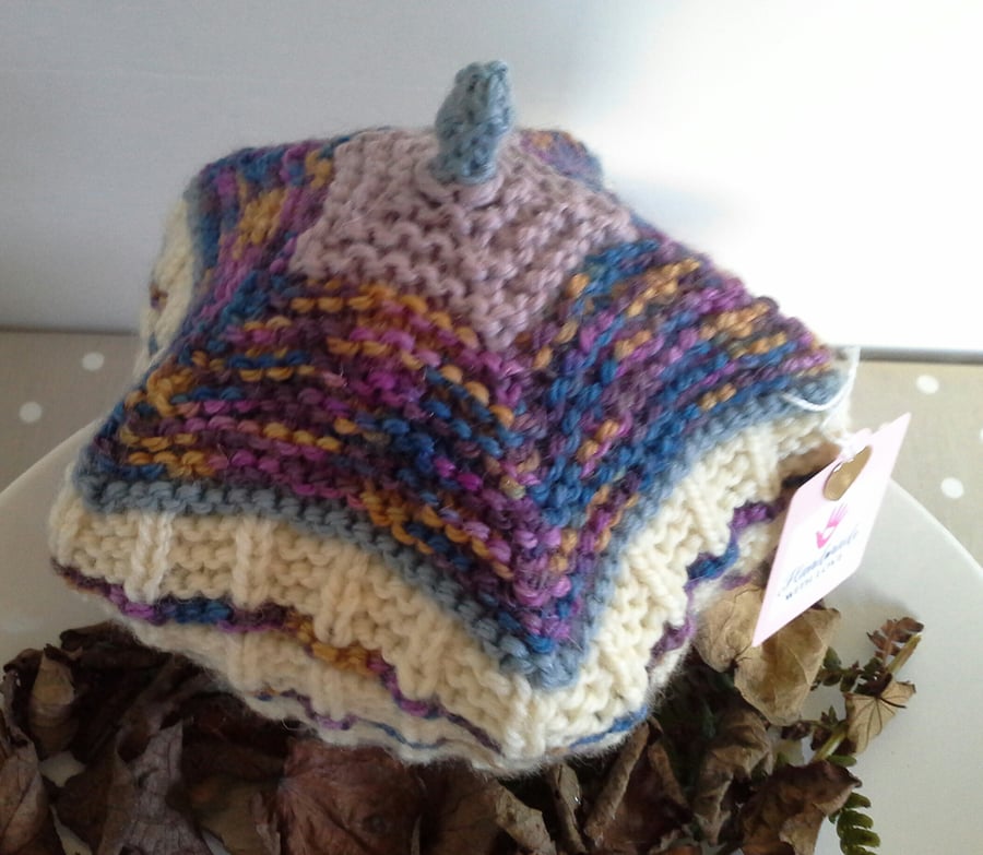 Hand Knitted Baby Girl's 'Jeager' Aran Merino Wool Beret Hat  12-18 mths ONE OFF