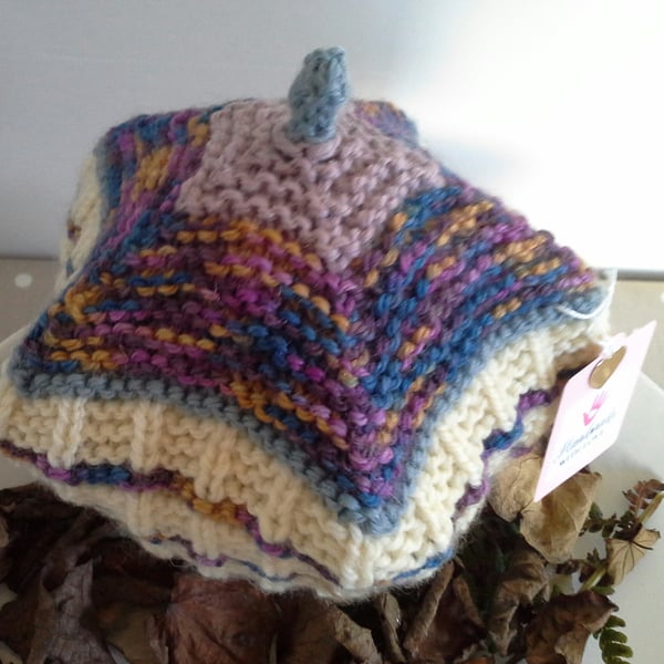Hand Knitted Baby Girl's 'Jeager' Aran Merino Wool Beret Hat  12-18 mths ONE OFF