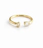 14k Gold plated open band adjustable ring with double crystal inserts