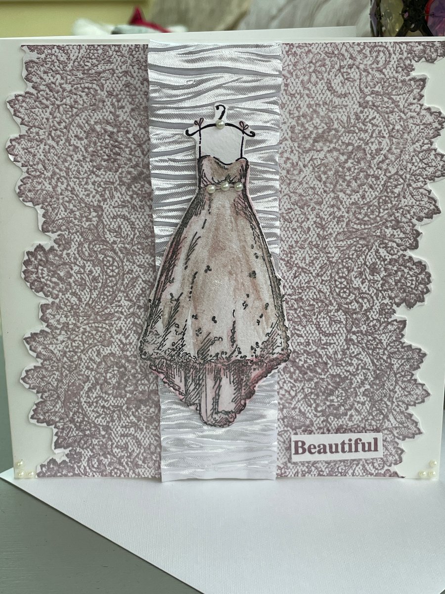 Beautiful lace and wedding dress wedding, wedding shower or engagement card