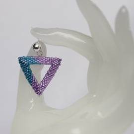 Tanzanite and Teal Triangle Beaded Earrings