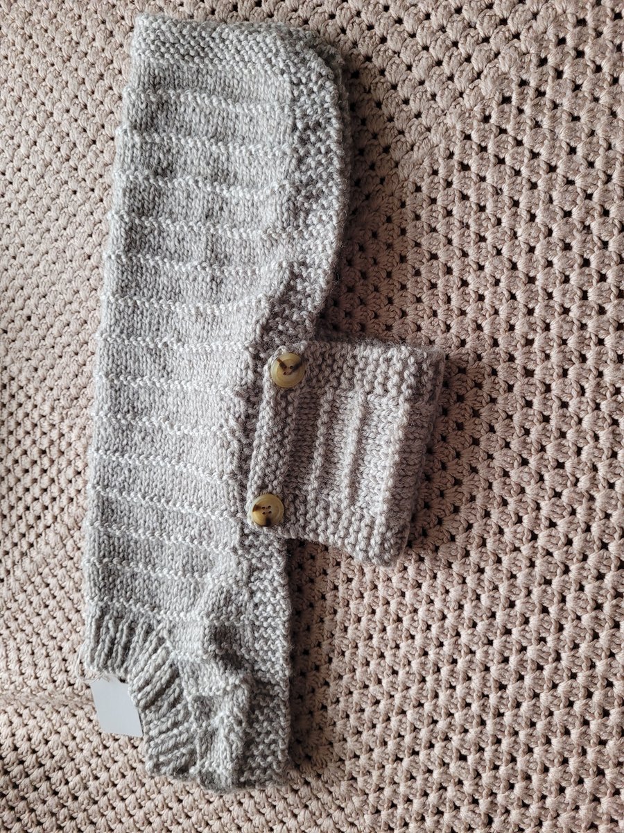 Crew neck  dog coat. Hand knitted in chunky beige yarn q