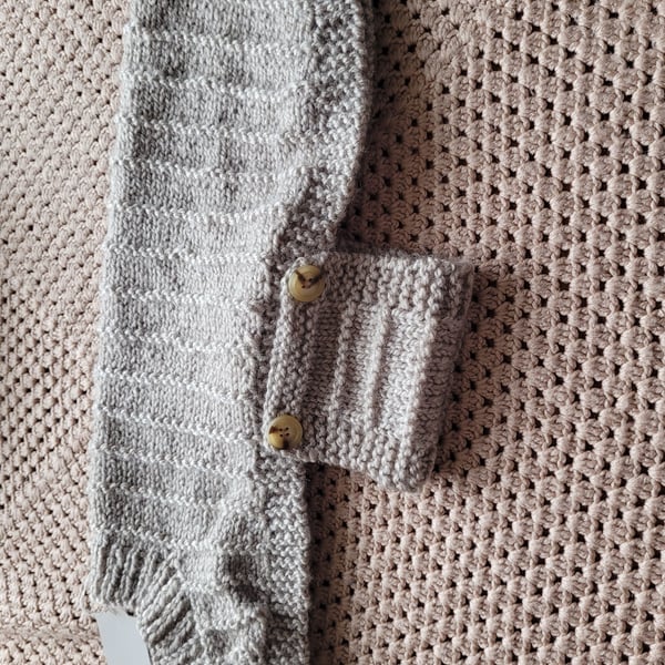 Crew neck  dog coat. Hand knitted in chunky beige yarn q