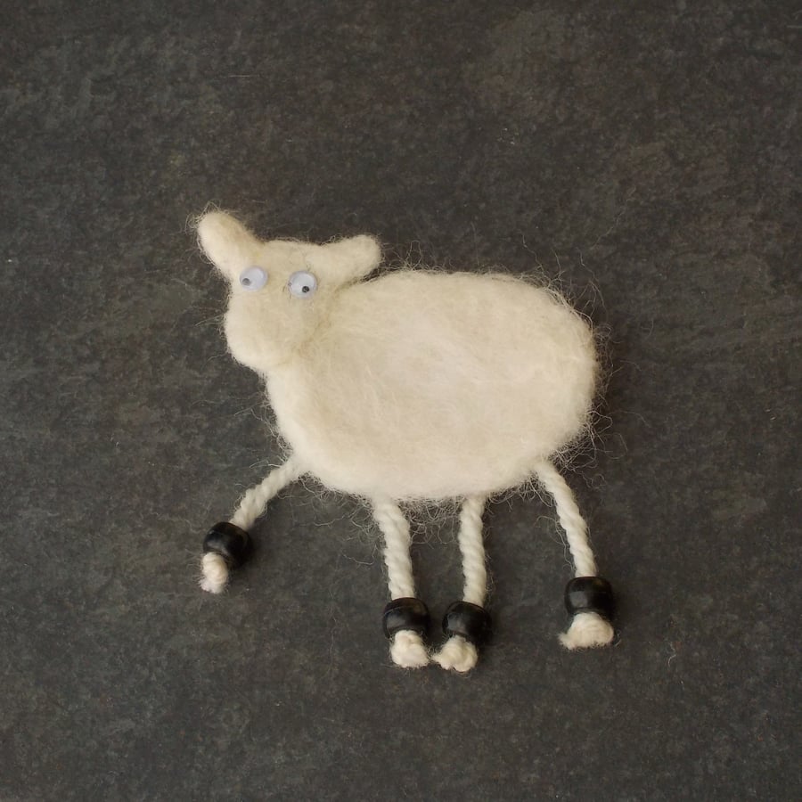 Felt fridge magnet sheep natural white thank you gift needle felted