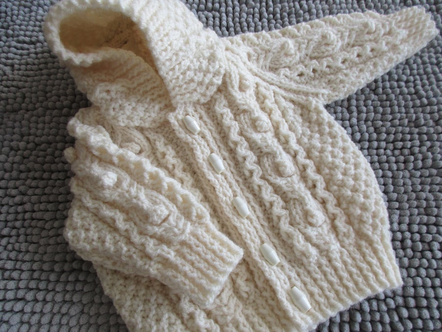 16" Baby Boys Aran Jacket with Hood