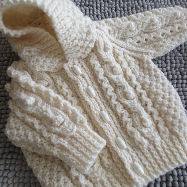 16" Baby Boys Aran Jacket with Hood