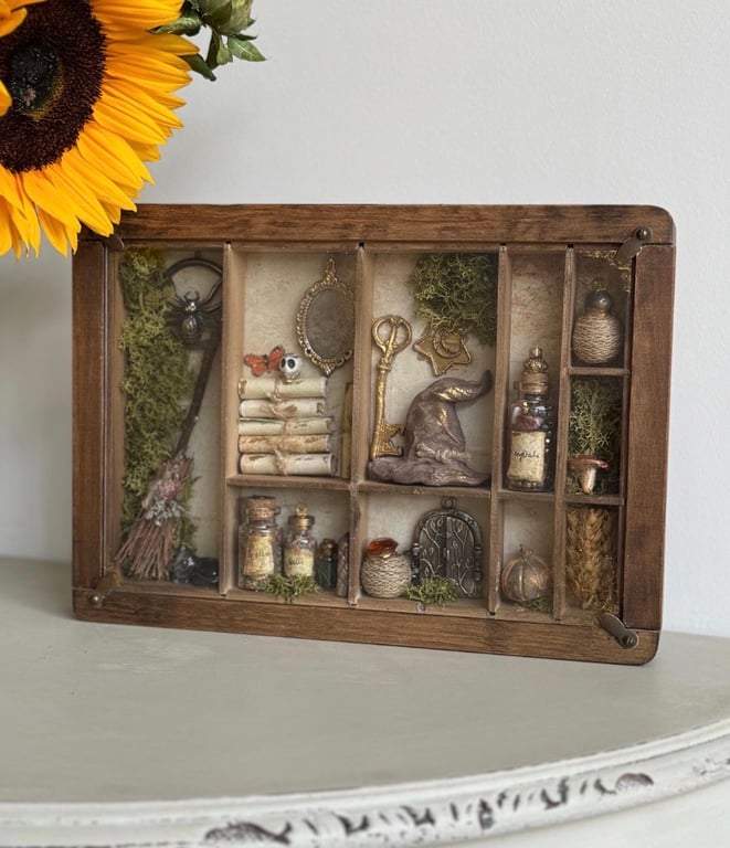 Magical woodland witch shadow box frame 