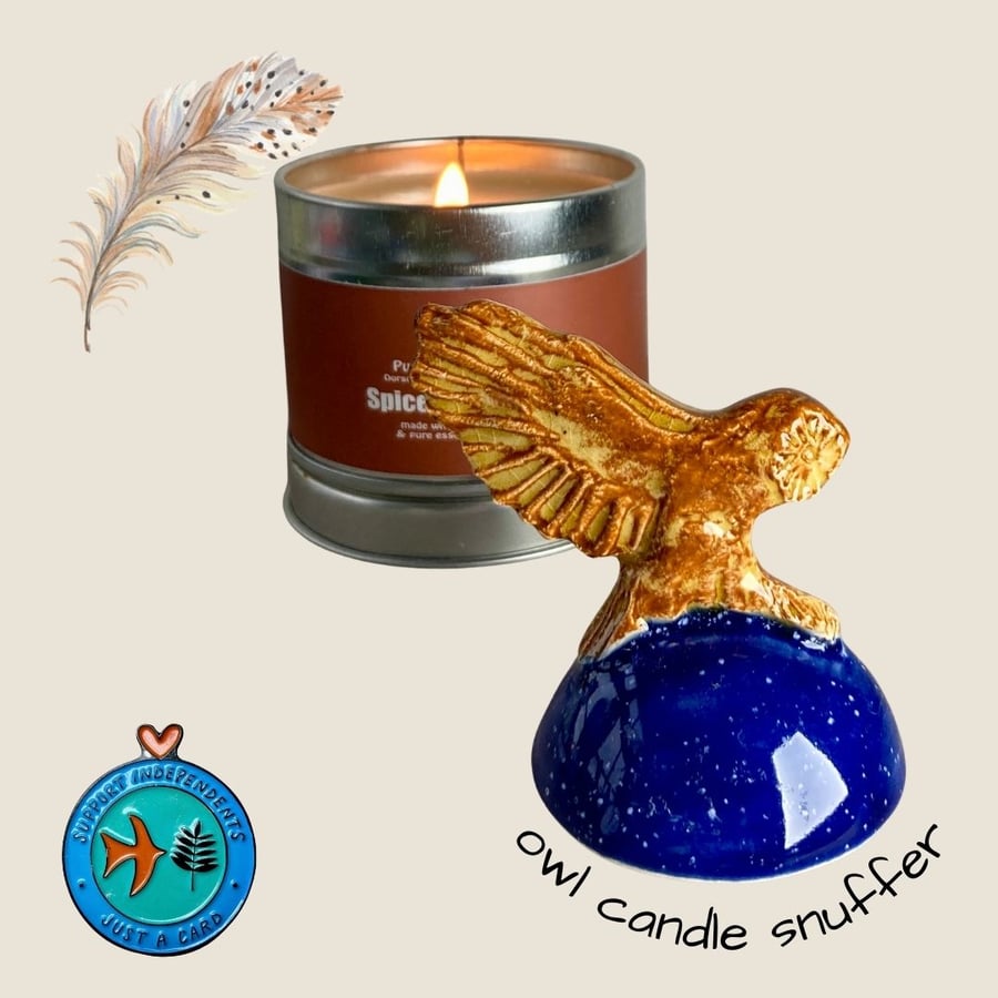 Moonlight Owl Candle Snuffer Ornament 