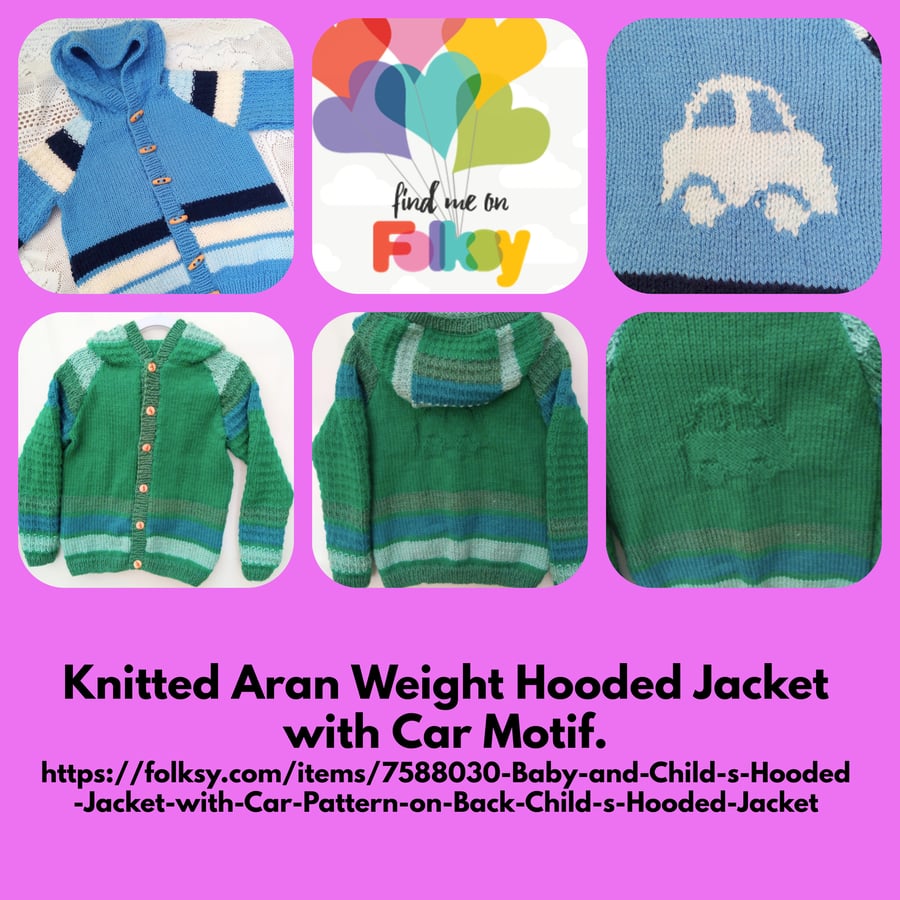 Baby and Child's Hooded Jacket with Car Pattern on Back, Child's Hooded Jacket