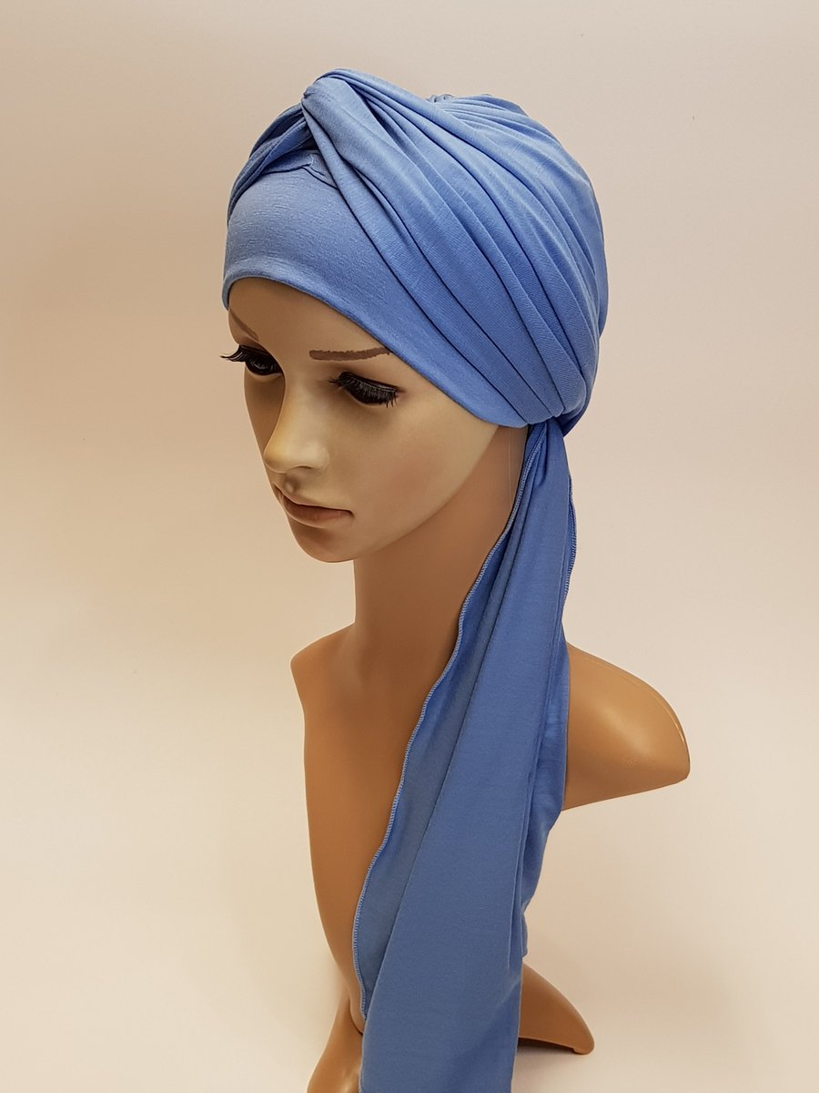 Chemo turban for women stretchy viscose jersey head wear with ties 