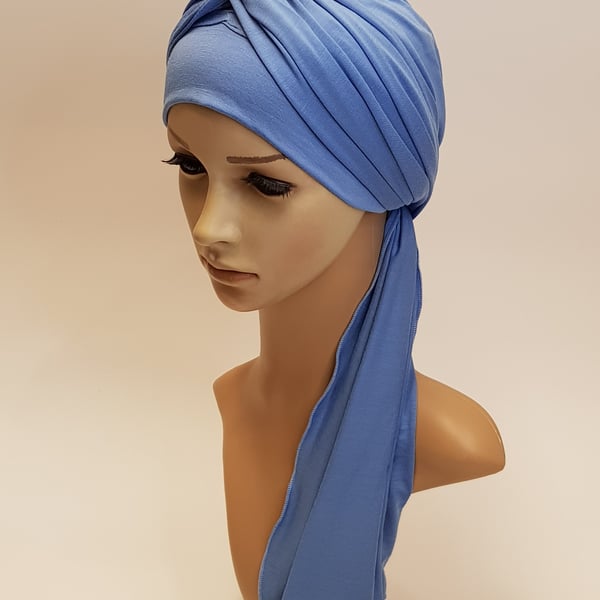 Chemo turban for women stretchy viscose jersey head wear with ties 
