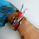 Boho-chic wrap Bracelet - fabric and tassel bracelet with packaging