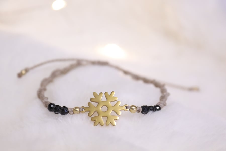 Snowflake bracelet with natural Stone black Tourmaline 