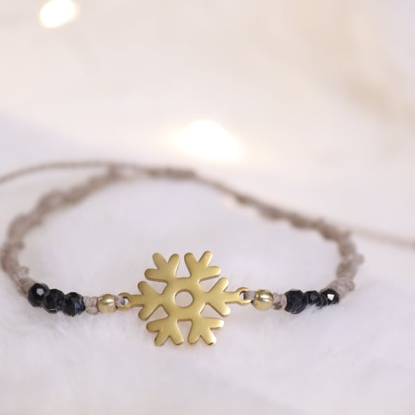 Snowflake bracelet with natural Stone black Tourmaline 