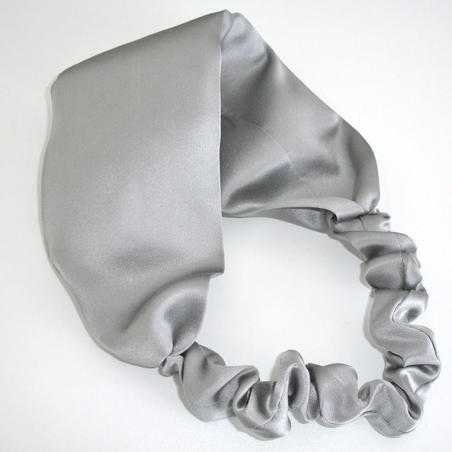 Silk Headband Grey Mulberry Silk Hairband Elasticated