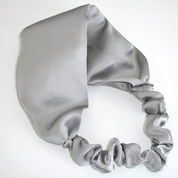 Silk Headband Grey Mulberry Silk Hairband Elasticated