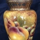 Worcester Fruit . Lidded bone china vase handpainted by Christopher Hughes