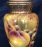 Worcester Fruit . Lidded bone china vase handpainted by Christopher Hughes