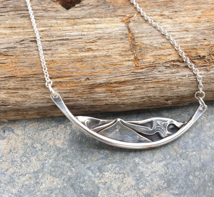 Silver mountains hills pendant 