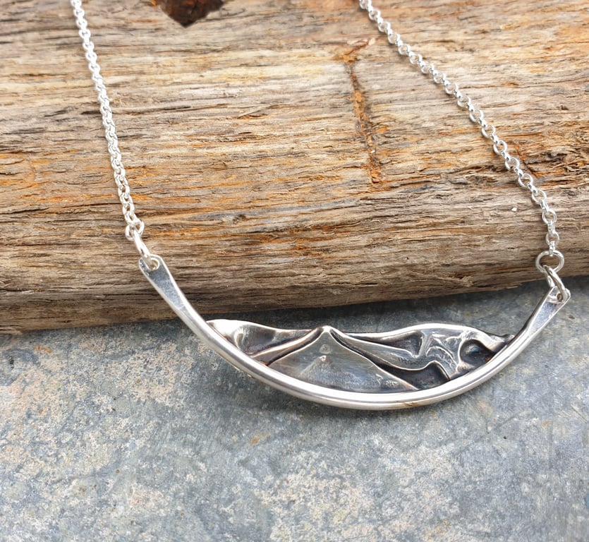 Silver mountains hills pendant 
