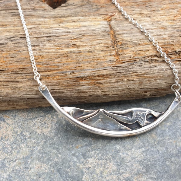 Silver mountains hills pendant 