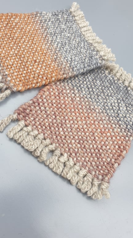 'Horizons'   - a pair of hand woven coasters