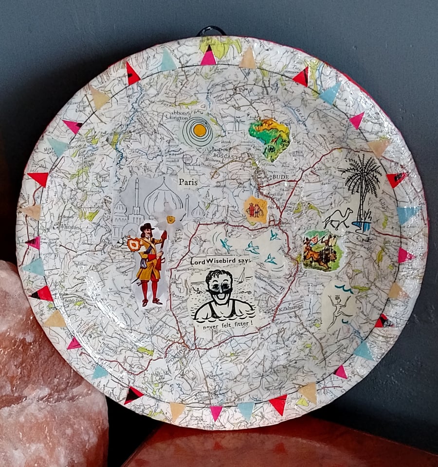 And Then We Drove Into The Sea 24cm Original Artwork Collage Plate