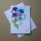 hand painted floral blank greetings card ( ref FA300 M2 )