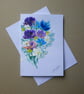 hand painted floral blank greetings card ( ref FA300 M2 )