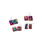 Red Fused Glass Dangle Earrings Funky Party Jewelry
