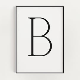 LETTER B PRINT, Minimalist Wall Art, Letter B Printable, Letter Wall Decor