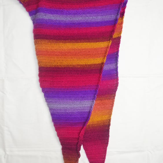 Hand Crochet Shawl 100% Acrylic Hobbii Carnival Tenerife Multicolour ca 210x57cm