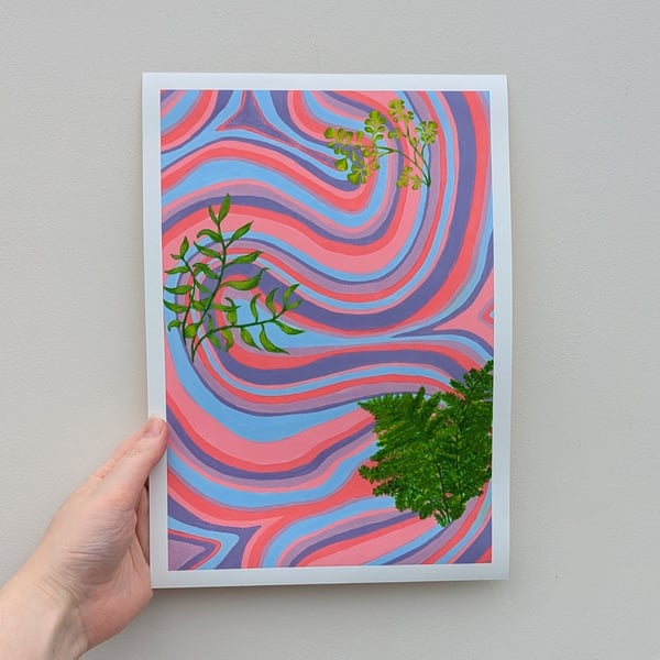 Swirly Ferns A4 Art Print