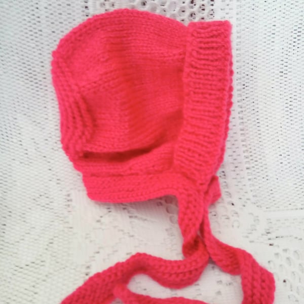 Baby's Hand Knitted Bonnet, Baby Clothes, Baby's Hat, Baby Shower Gift