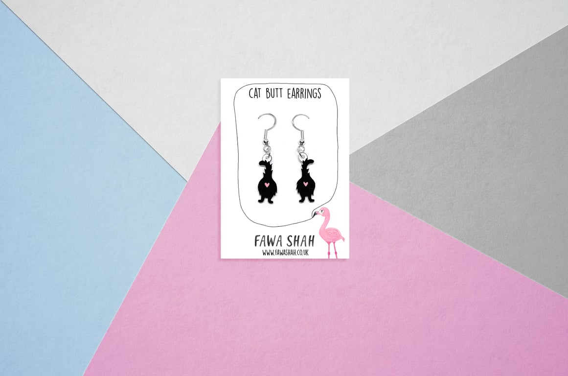Cat Butt Earrings - Handpainted - Kitty Earrings