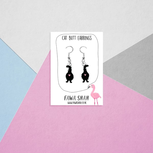 Cat Butt Earrings - Handpainted - Kitty Earrings